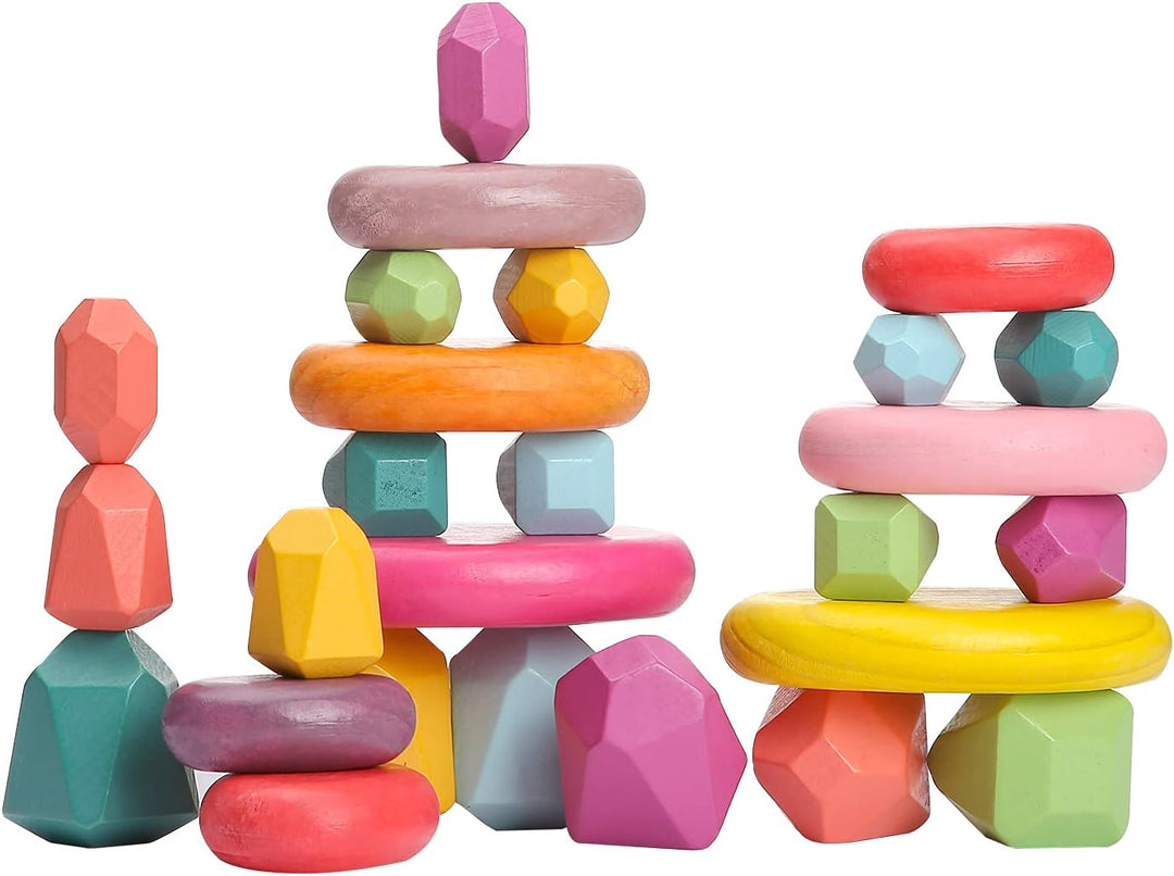 OESSUF 48 piezas de bloques apilables, piedras apilables de equilib...
