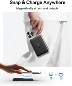 Baseus Cargador Portátil para MagSafe, Certificado Qi2 15W Banco de...