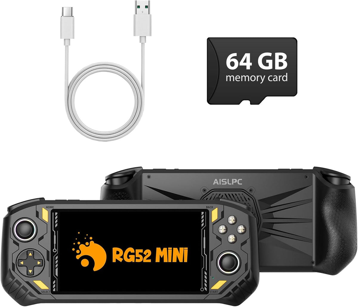 RG52MINI - Consola de juegos de mano retro, pantalla IPS de 5.5 pulgadas, sistema dual portátil, soporte de 64 GB de emulador y más de 22000 juegos clásicos, lucha en red WiFi, salida de TV HDMI