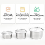 CaKE - 5 recipientes de acero inoxidable para almacenamiento de alimentos con tapas, juego de 5 recipientes para electrodomésticos de cocina, aptos para lavavajillas, Corea del Sur