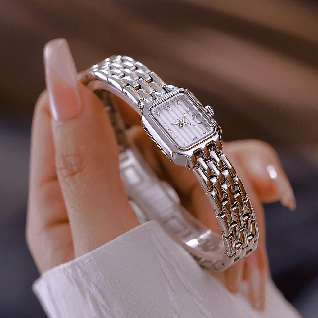 BESTKANG Reloj de pulsera con esfera cuadrada para mujer, estilo retro, con movimiento de cuarzo, reloj de pulsera pequeño para mujer