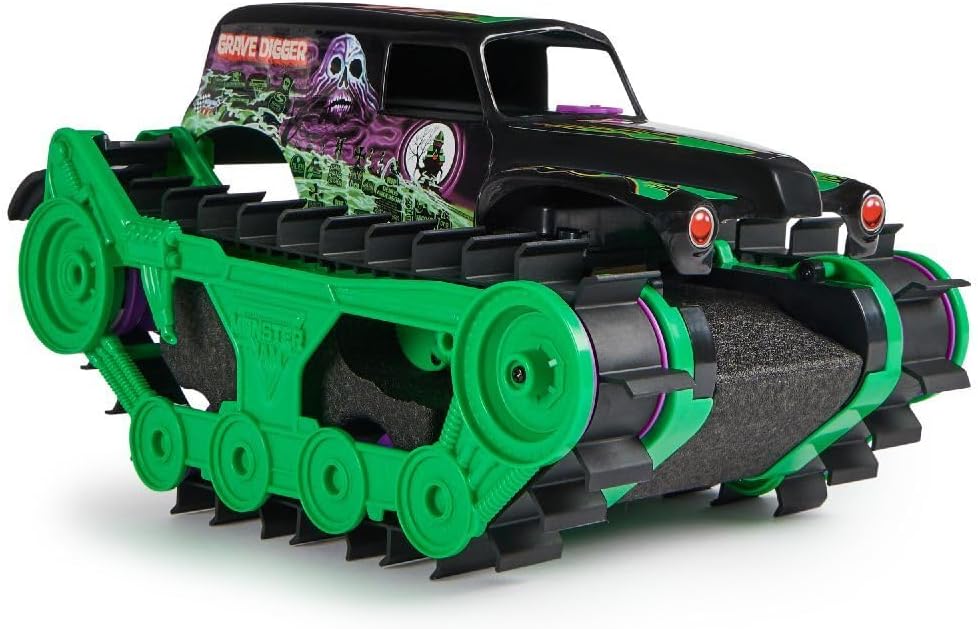 Monster Jam Grave Digger Trax All-Terrain RC Toy Truck, 1:15 Scale