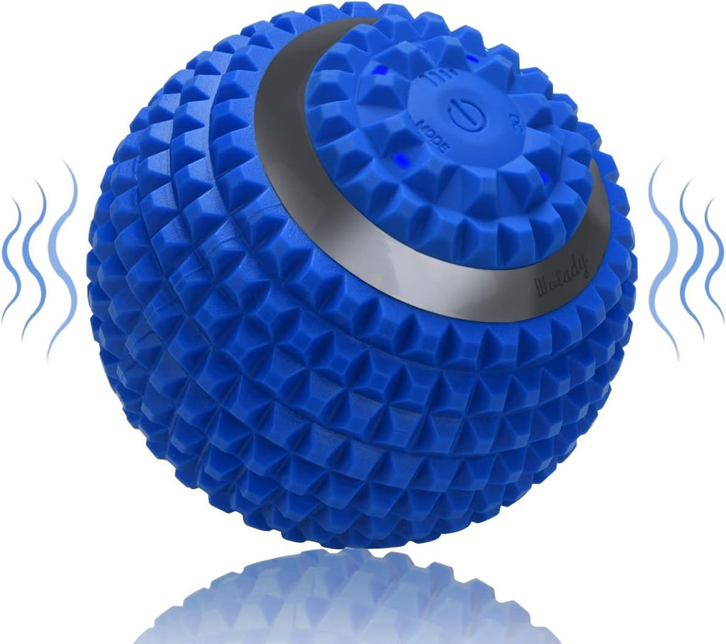 Pelota de Masaje Vibratoria de 4 Velocidades de Alta Intensidad para Fitness y Yoga, Rodillo de Masaje que Alivia la Tensión Muscular, Dolor y Presión, Pelotas de Masaje (Azul)