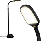 Lámpara Brightech Litespan - Lámpara de pie LED brillante para manualidades y lectura sobre silla, luz esteticista para extensiones de pestañas, lámpara de pie ajustable con cuello de cisne para sala de estar, dormitorio, oficina, color negro
