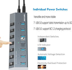WAVLINK, UH3076-1, hub USB 3.0 de 7 puertos, alimentado, adaptador 5V/2.4A