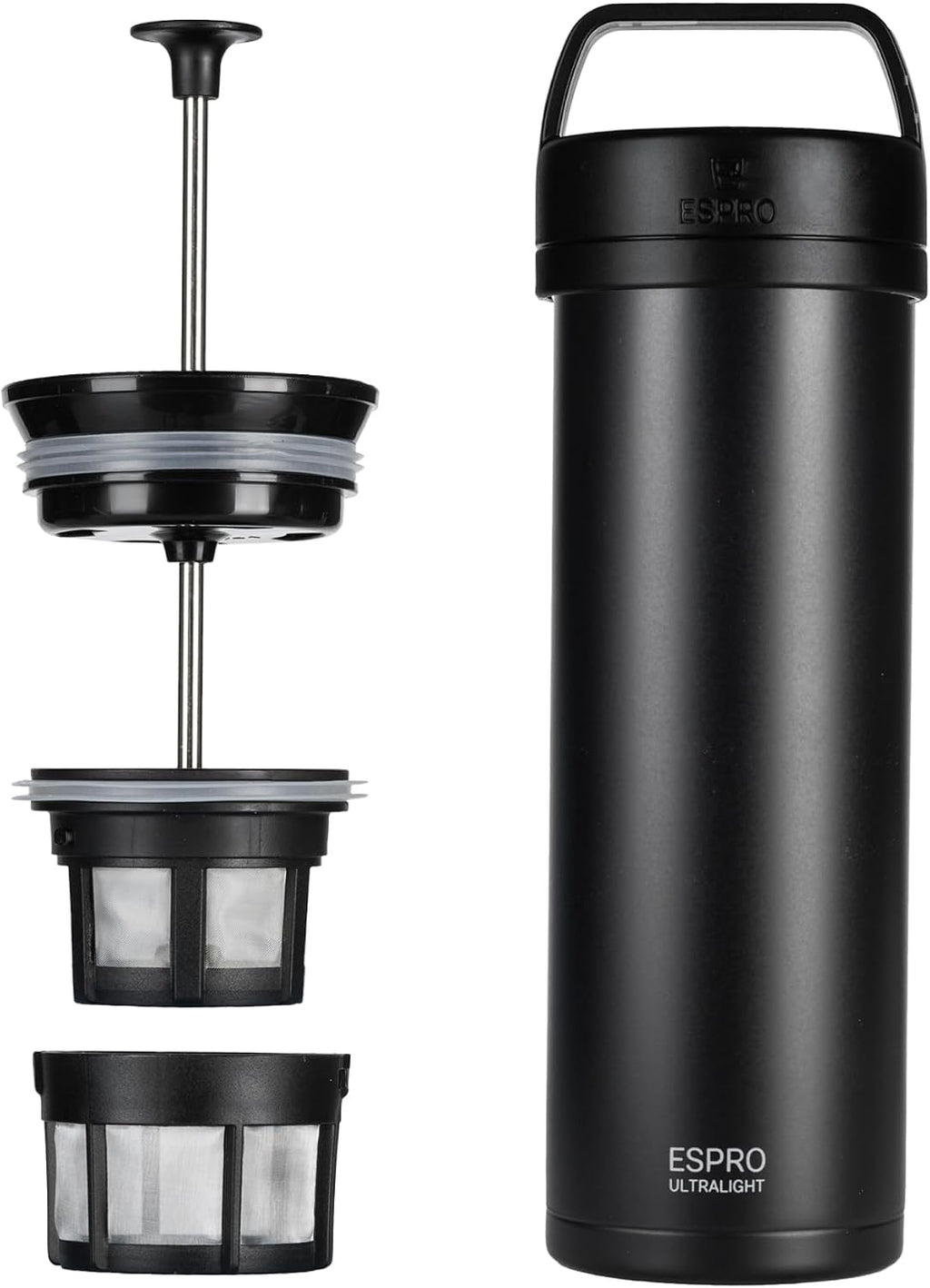 ESPRO Go P0 - Cafetera de prensa francesa aislada para viajes, 16 onzas, color negro