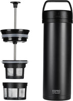 ESPRO Go P0 - Cafetera de prensa francesa aislada para viajes, 16 onzas, color negro