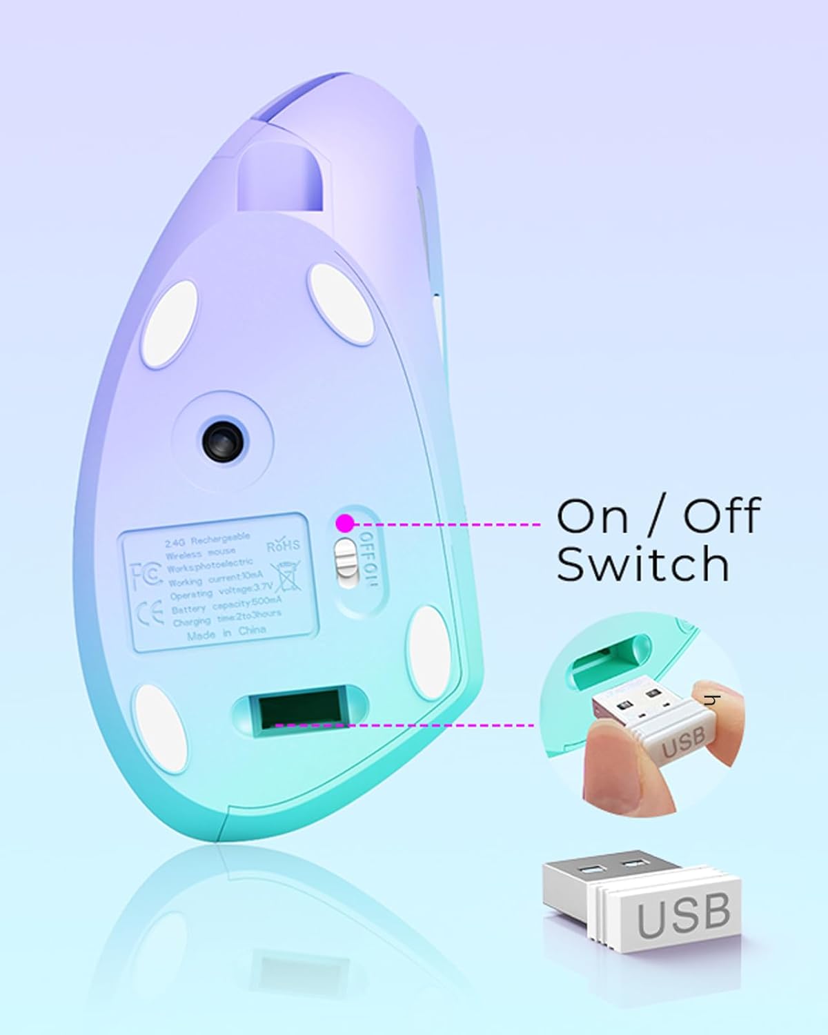 Lekvey Ratón ergonómico, ratón vertical inalámbrico, ratón recargab...