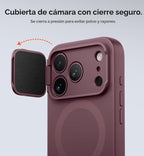 SURITCH para iPhone 18 Pro Case para MagSafe, Cobertura de Cámara, Burdeos