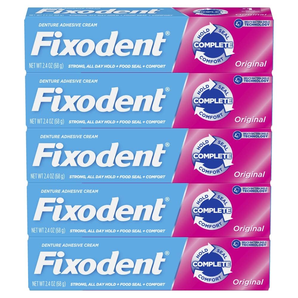 Fixodent Crema adhesiva original segura para dentaduras postizas co...