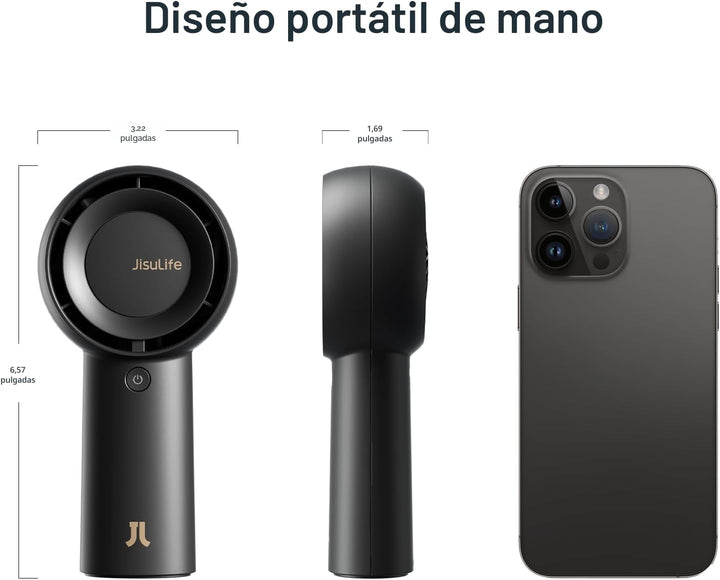 JISULIFE Ventilador Turbo Portátil de Mano Recargable 6000mAh 5 Vel...