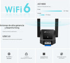 TP-Link Adaptador USB WiFi 6 para PC-1800 Mbps, antenas de alta ganancia