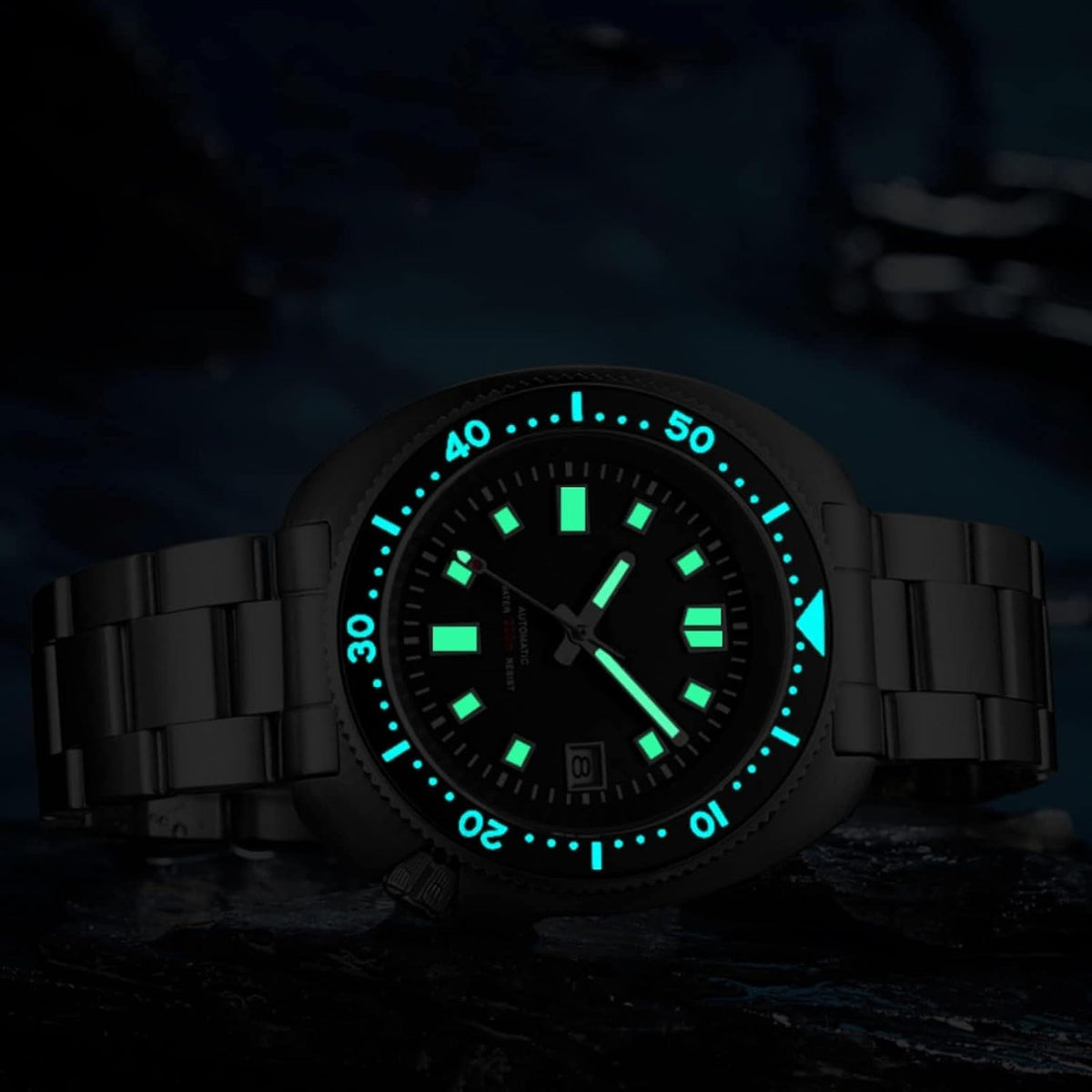 ADDIESDIVE Reloj de buceo automático para hombre H8 Reloj de pulsera de acero inoxidable mecánico NH35A/8215 Dial limpio zafiro sintético estéril sin logotipo