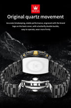 OLEVS Reloj para Hombres Analógico Cuarzo Lujo Diamante Resistente al Agua Cronógrafo Acero Inoxidable Carita Grande Cuadrado Fecha Fase Lunar Romano Relojes de Vestir para Hombres
