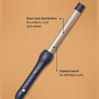 Bio Ionic GoldPro - Varita rizadora de 1 pulgada, azul, tecnología de calor por humedad y oro de 24 quilates, barril largo de cerámica con calor ajustable, rizador de pelo versátil para rizos de larga duración