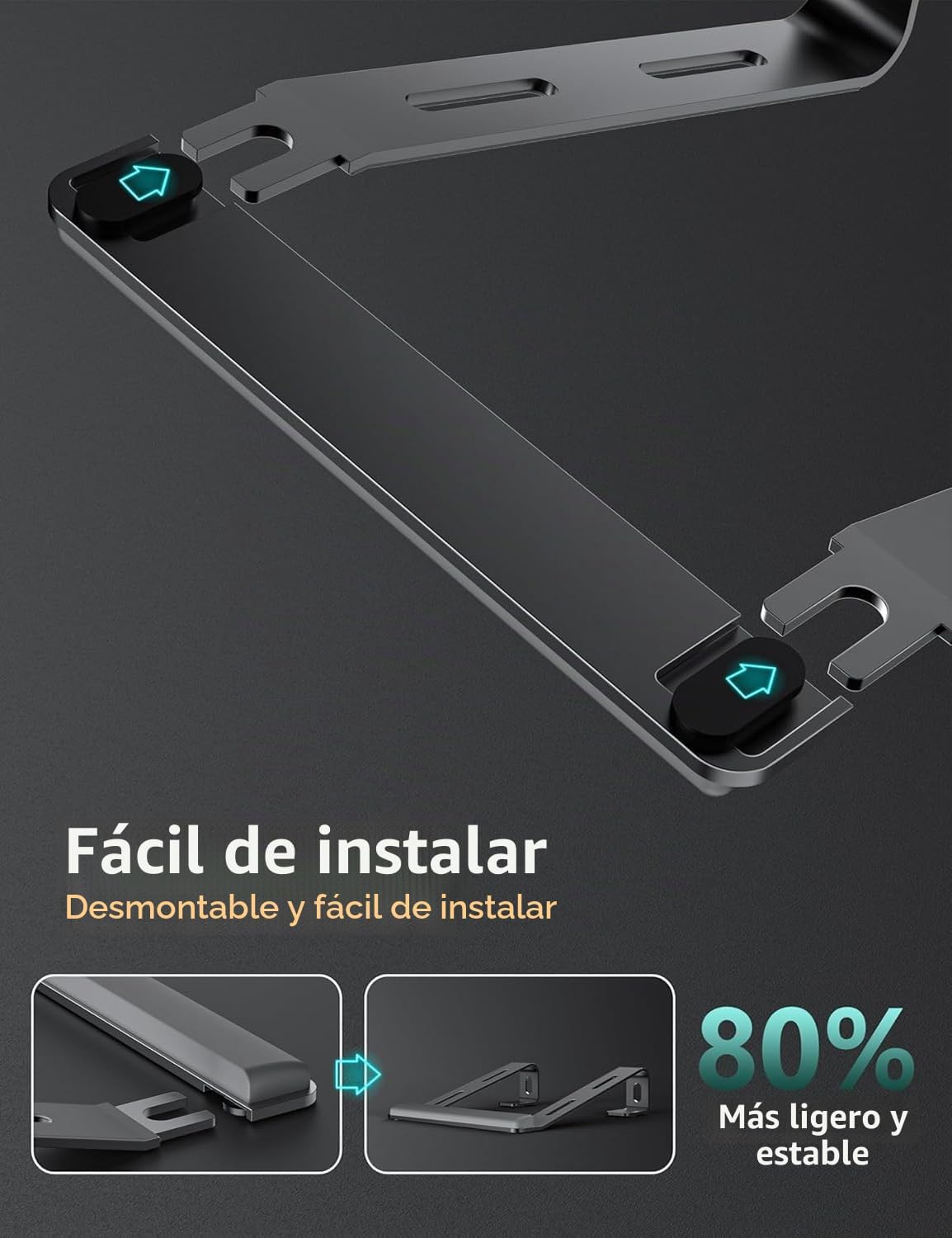 JCZT Soporte de aluminio para laptop, soporte para portátil con rep...