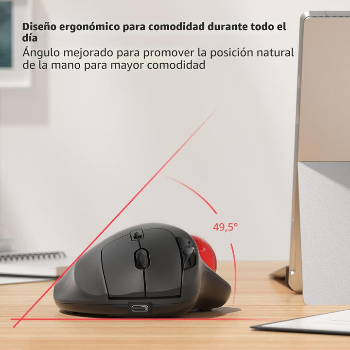 Nulea Ratón Trackball Inalámbrico M501, Ergonómico Recargable, Cont...