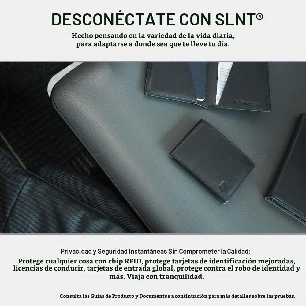 SLNT - Cartera de bloqueo para hombre, delgada, plegable, 6 ranuras para