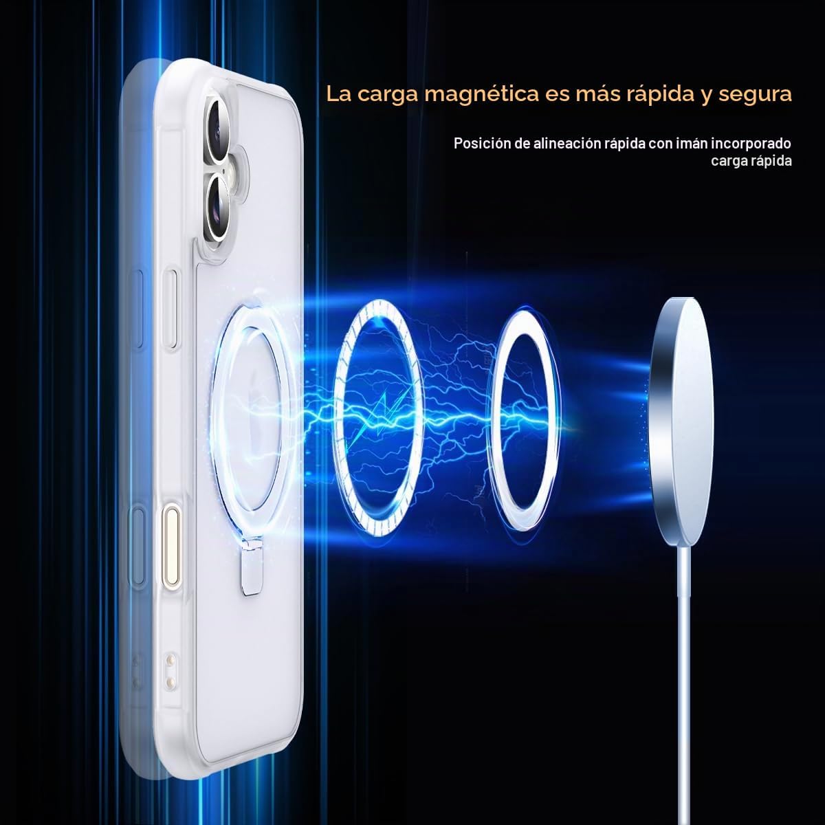 SKYLMW – Funda compatible con iPhone 16 con soporte magnético invisible tipo anillo, funda para teléfono de grado militar para iPhone 16 de 6.1 pulgadas [compatible con MagSafe] [excelente sensación