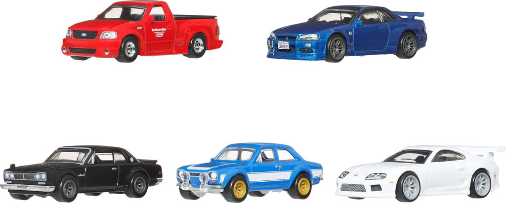 Hot Wheels Paquete premium de 5 autos fundidos a presión Fast & Furious