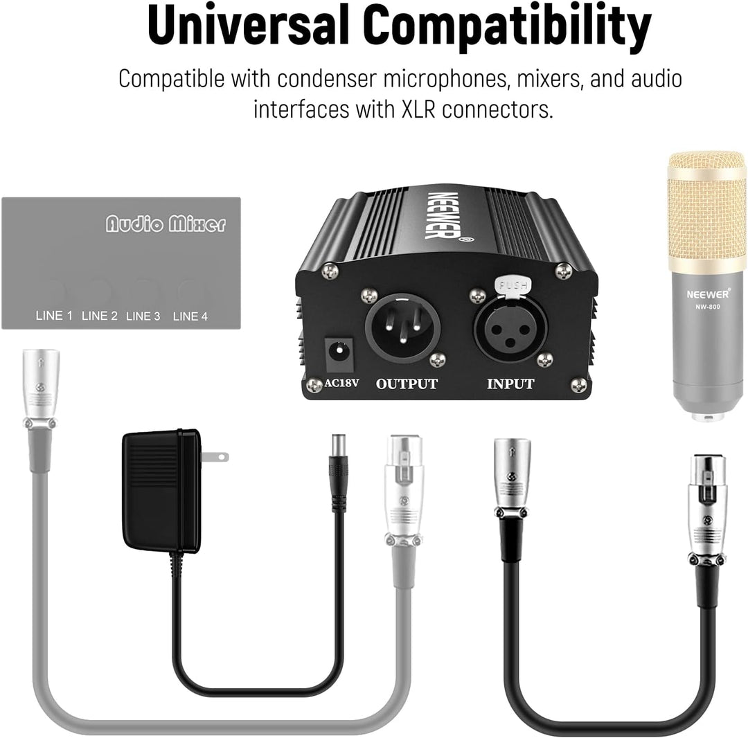 Kit de alimentación Neewer 48 V Phantom Power de 1 canal