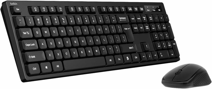 Belkin Combo de teclado y mouse inalámbricos, receptor USB-A, negro...