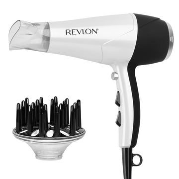 REVLON Aumento de volumen, secador de pelo con difusor de mejora de rizos, aumenta el volumen, disminuye el encrespamiento y los daños, secado rápido, 1875 vatios (blanco)