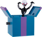 Jazwares Five Nights at Freddy's Puppet - Figura articulada de 5 pulgadas con función Jumpscare, ojos que brillan en la oscuridad y diorama óptico
