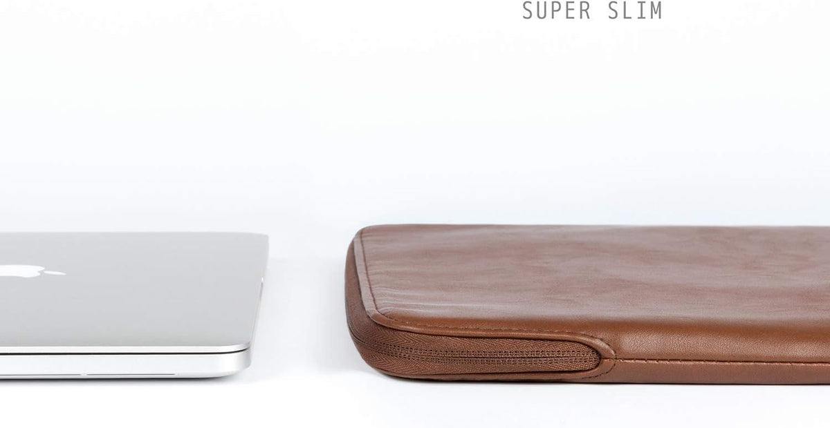 Comfyable Funda de piel para laptop con funda para accesorios, comp...