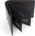 Billetera de cuero plegable para hombre con 3 ventanas para identificación