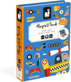 Janod MagnetiBook - Juego de 69 piezas de vehículos magnéticos de corredores - A partir de 3 años - Construyendo estructuras creativas - Mejora las habilidades de creatividad - Incluye 50 imanes y 18