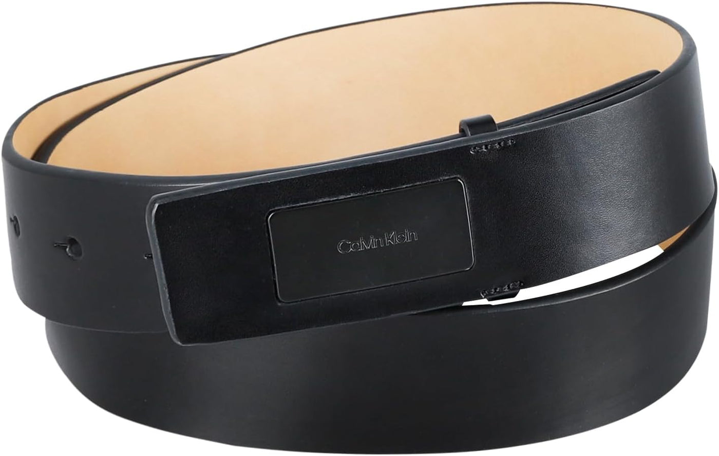 Calvin Klein Cinturón con hebilla de placa moderna y detalle de log...