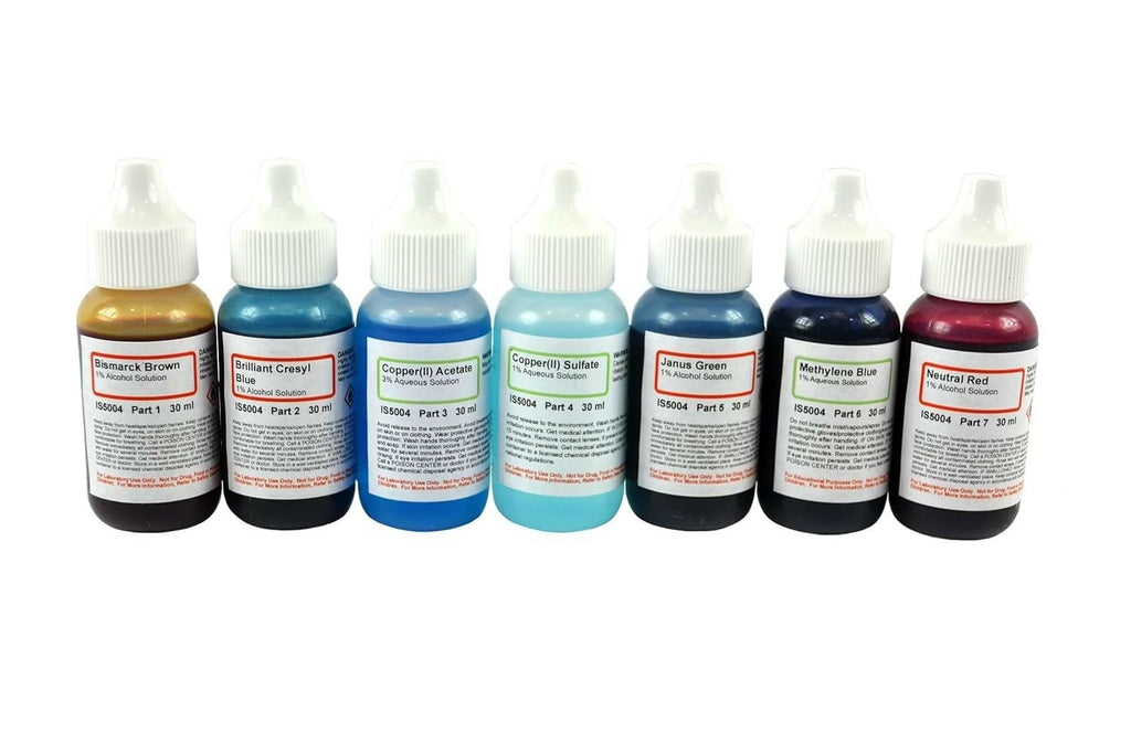 AmScope SK-6 Kit de manchas Vital, juego de 7 botellas, 6 manchas