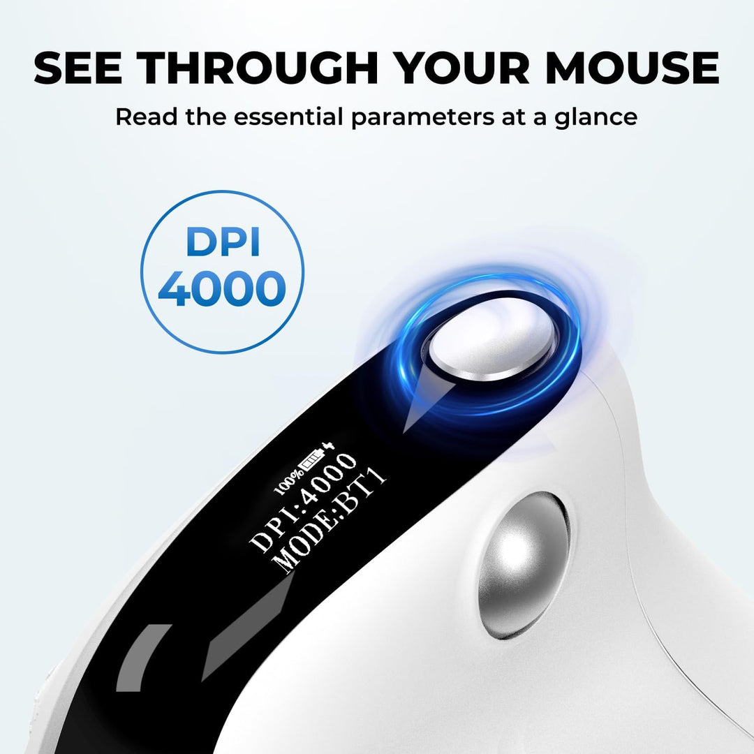 DeLUX Seeker - Ratón ergonómico inalámbrico con pantalla OLED, rató...