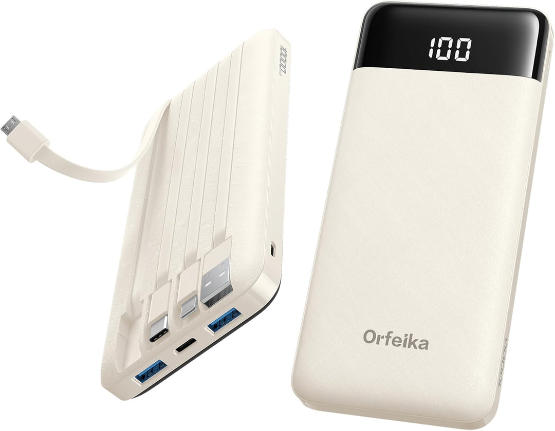 Orfeika Cargador portátil de carga rápida con 4 cables integrados |...