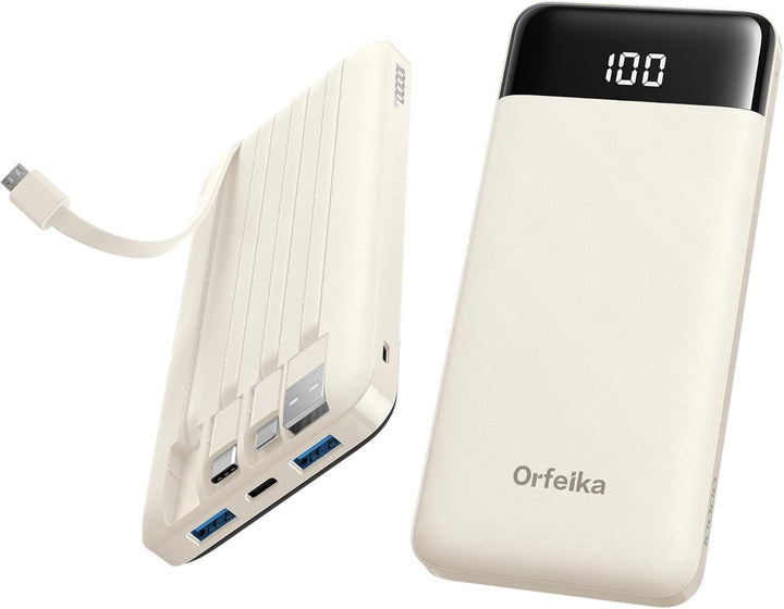 Orfeika Cargador portátil de carga rápida con 4 cables integrados |...
