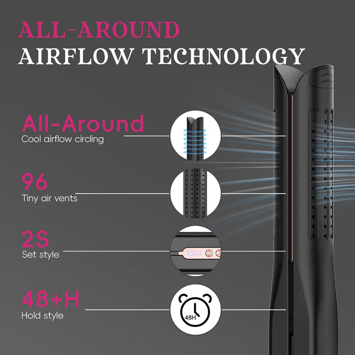 SKIMI Airflow Styler 2.0 - Plancha plana de titanio y rizadora, 96...
