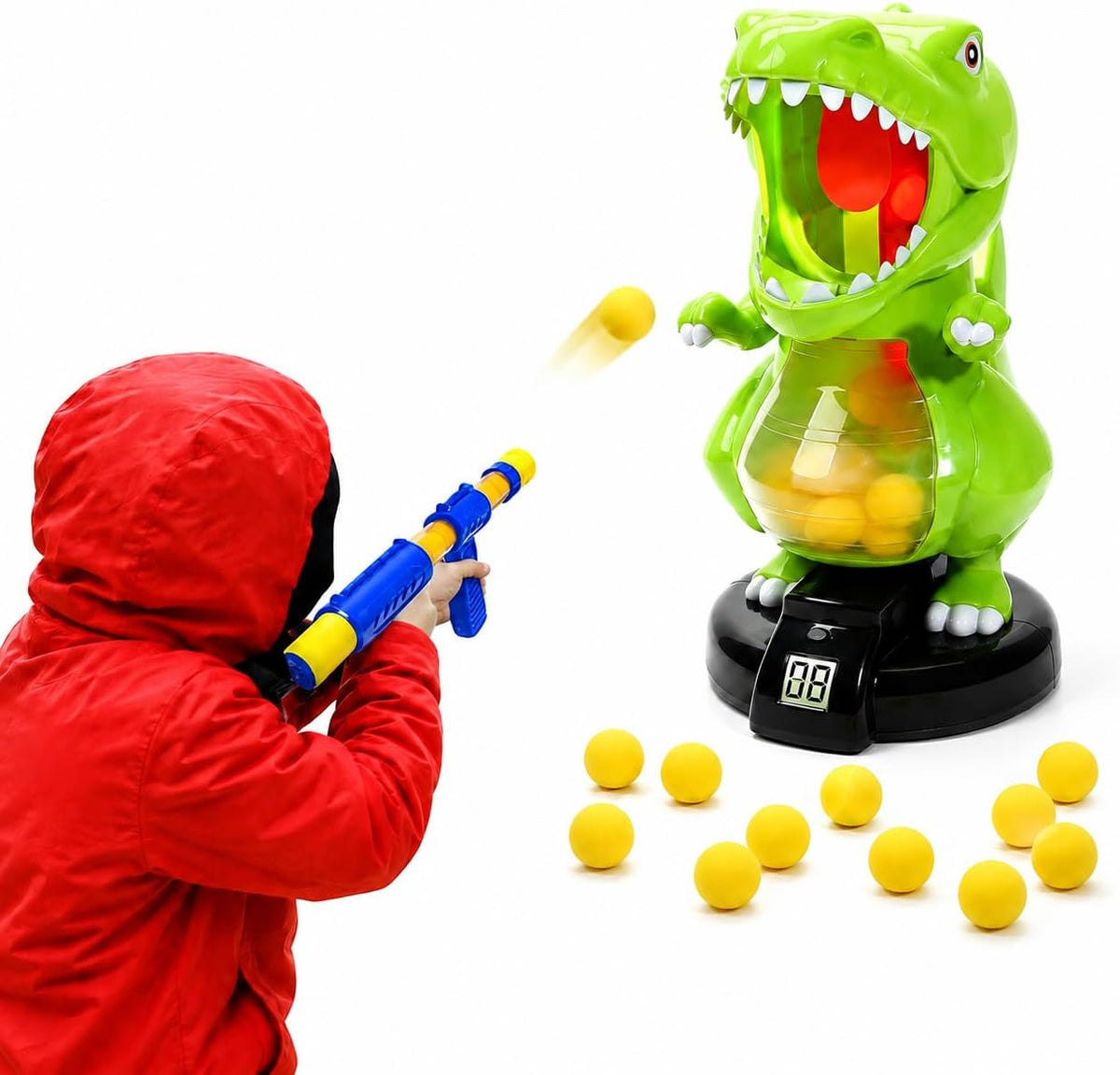 EagleStone Dinosaurio T-rex Lanzador para Niño con Puntuación Automática LCD