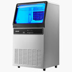 VEVOR Máquina comercial para hacer hielo, producción de hielo de 120 libras/24 horas, contenedor de almacenamiento de 19 a 33 libras, 45 cubos por ciclo, acero inoxidable debajo del mostrador y