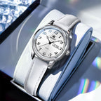 OLEVS Relojes de cuero para mujer lujo moda vestir impermeable cuarzo