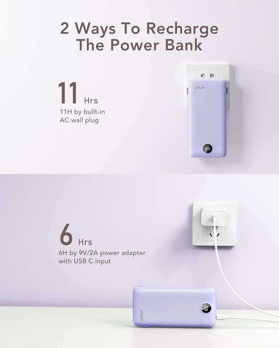 VRURC Cargador portátil de 20000 mAh, banco de energía de carga ráp...