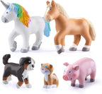 HABA Little Friends - Paquete de 5 mini animales para mayores de 3 años, compatible con figuras y juegos de Little Friends