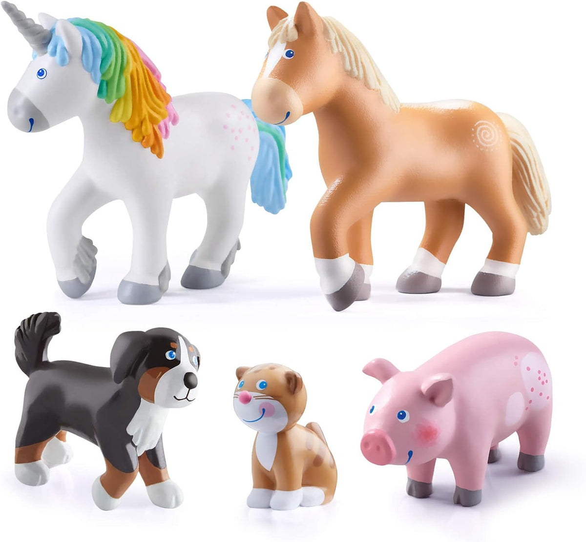 HABA Little Friends - Paquete de 5 mini animales para mayores de 3 años, compatible con figuras y juegos de Little Friends