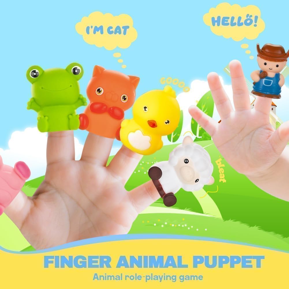 BOLZRA Juego de juguetes de tren de animales de granja para niños pequeños