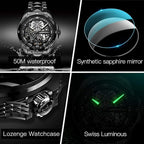 OLEVS Relojes de Lujo para Hombres, Gran Acero Inoxidable, Cuarzo Analógico, Resistente al Agua