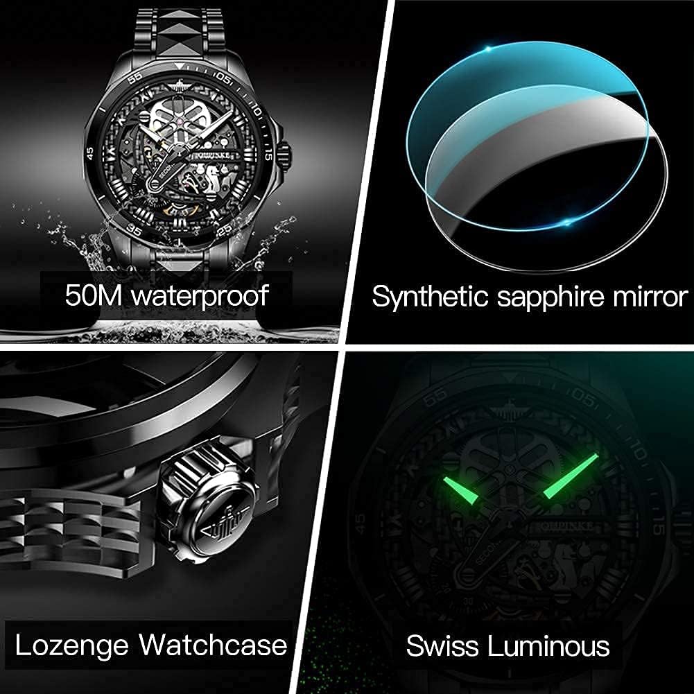 OLEVS Relojes de Lujo para Hombres, Gran Acero Inoxidable, Cuarzo Analógico, Resistente al Agua