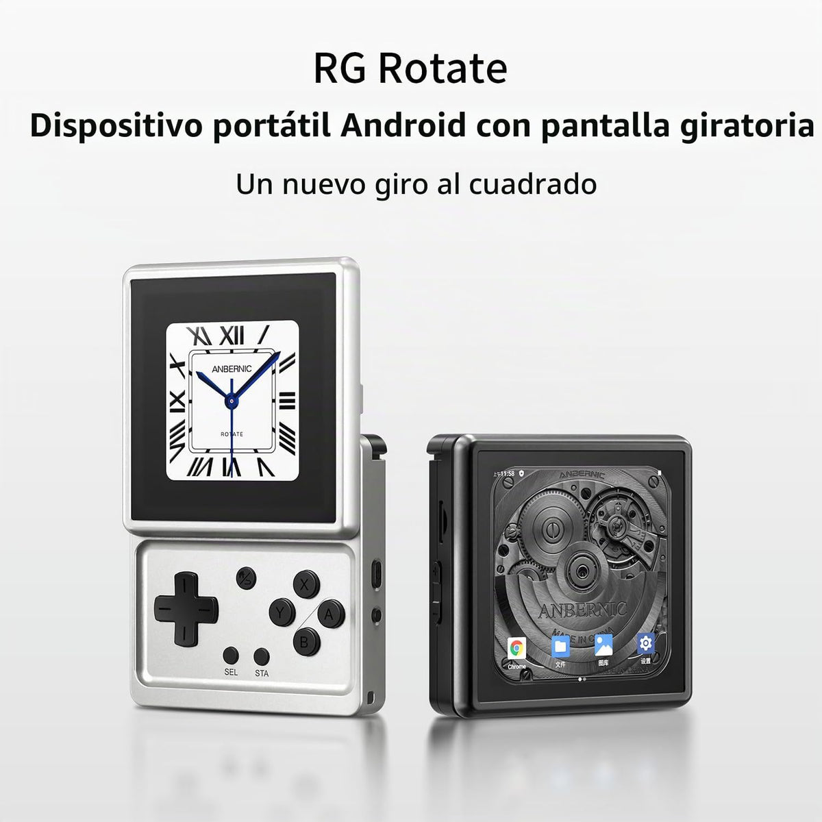 RG Rotate - Consola de juegos de mano retro, pantalla giratoria de 3.5 pulgadas, reproductor portátil Android, chip Unisoc T618 de 3 GB+32 GB, batería de 2000 mAh, cuerpo de aleación de aluminio
