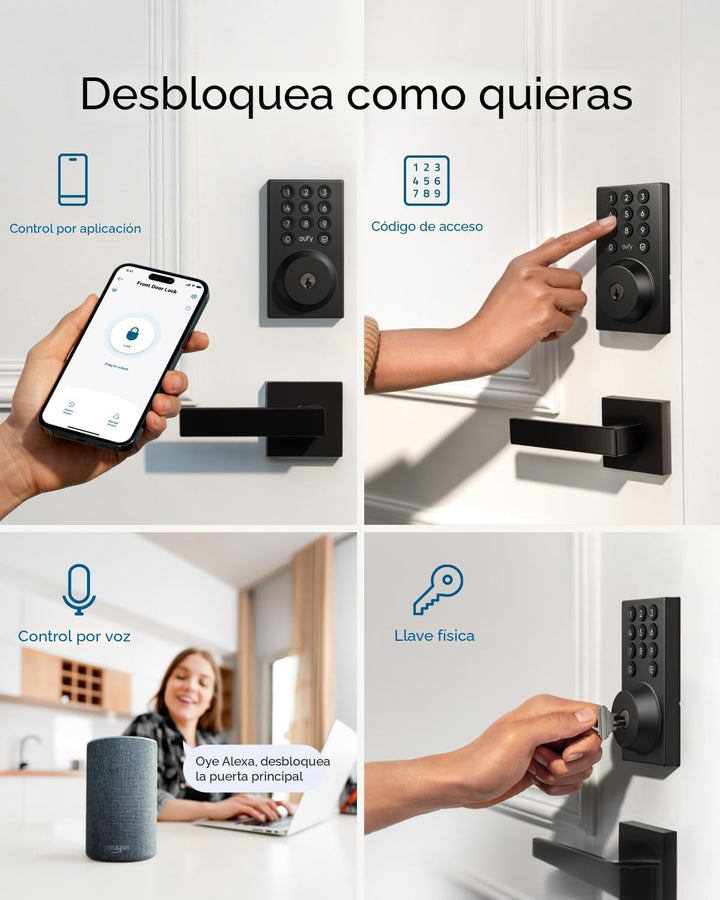 eufy Security Cerradura inteligente C30 con palanca de puerta, entr...