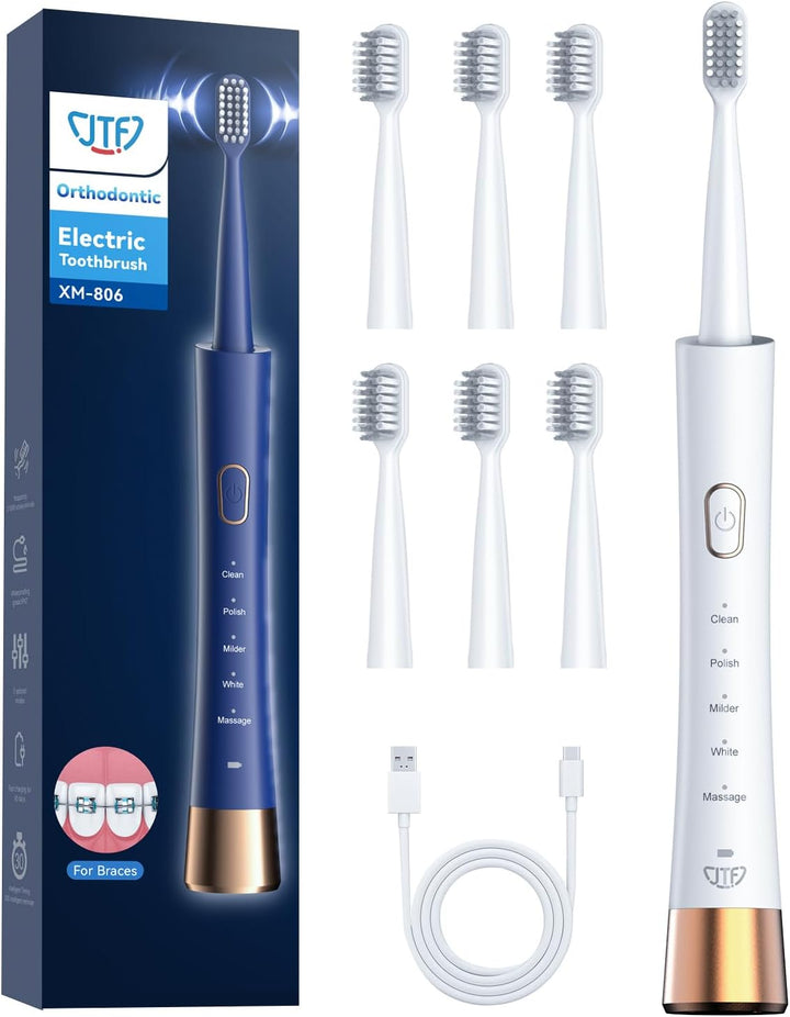 JTF Cepillo de dientes eléctrico de ortodoncia para aparatos ortopé...