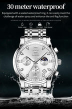 OLEVS Reloj para Hombre Diamante Negocios Vestimenta Analógico Acero Inoxidable a Prueba de Agua Lúmina Fecha Dos Tonos Lujo Casual de Muñeca